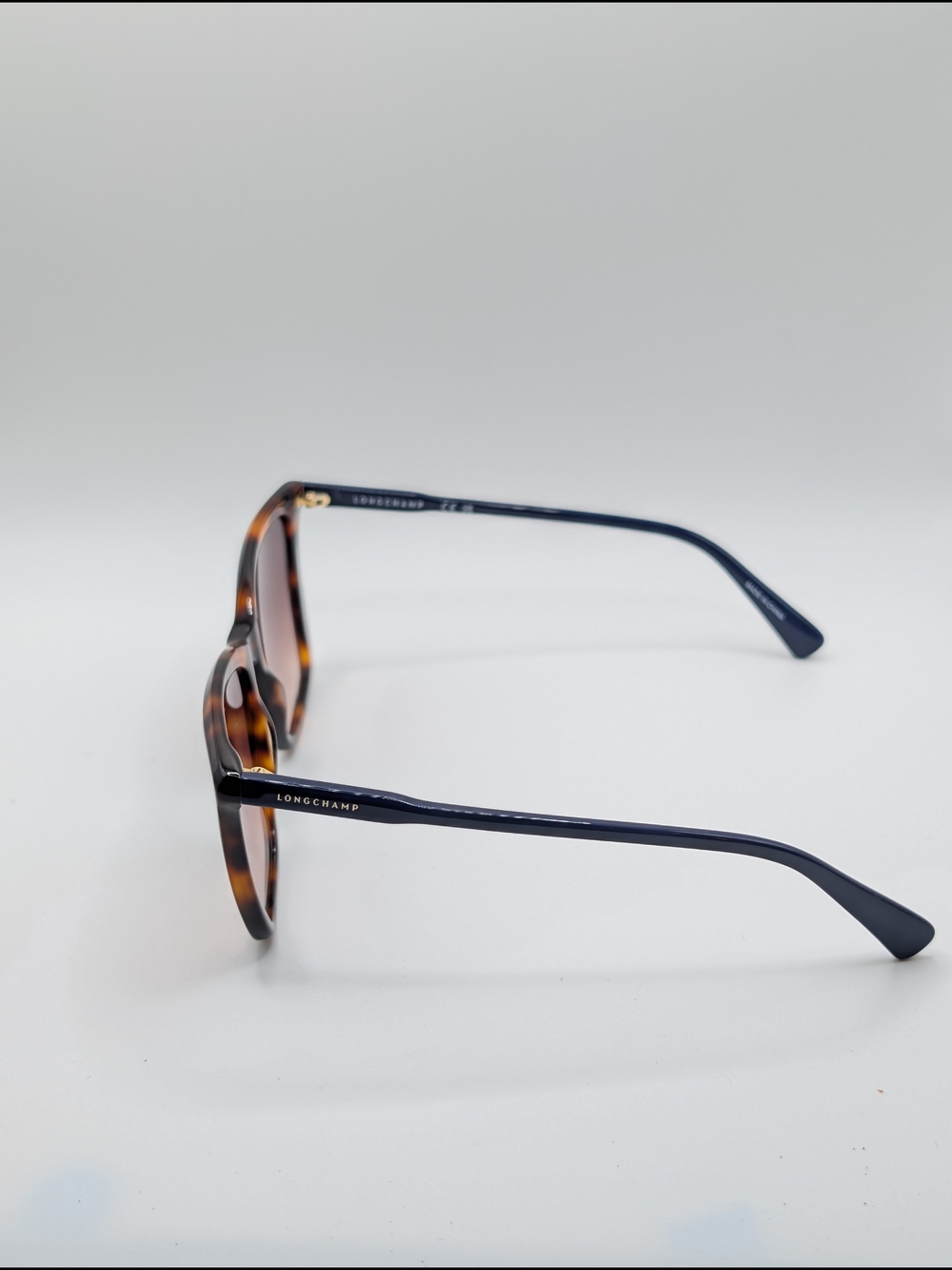 Longchamp LO719S Tortoise & Navy Blue Square Sunglasses + Case - Picture 3 of 6